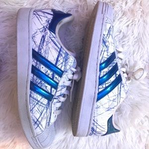 Blue adidas superstars